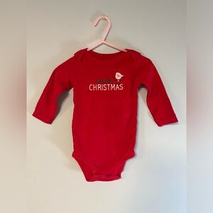 Child of Mine My First Christmas Red Onesie with Long Sleeves, Baby Size 6-9